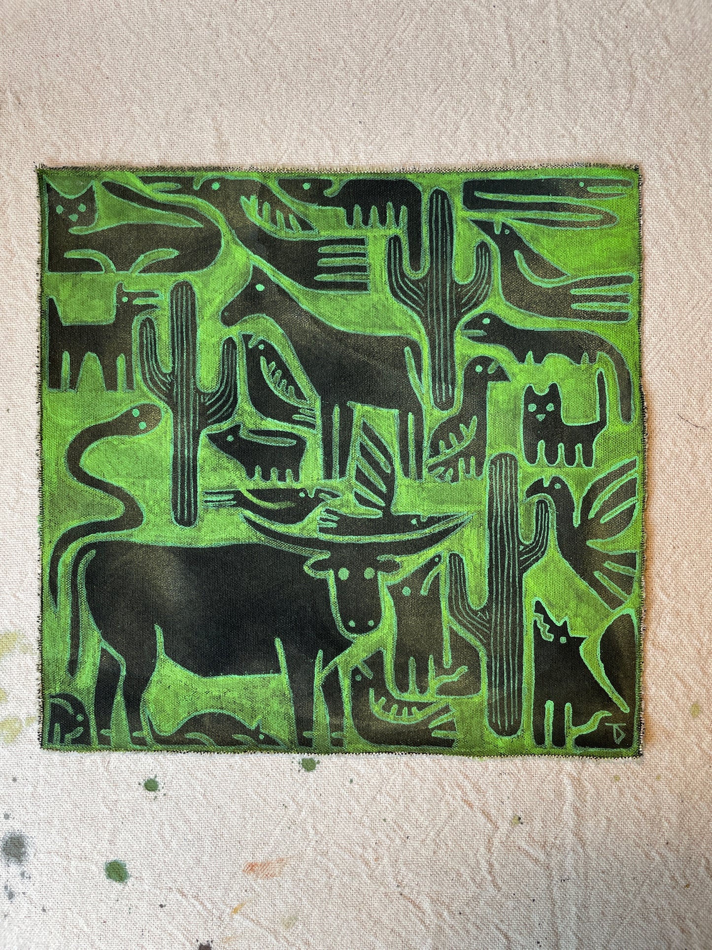 Headwest Southwest animal painting with longhorn and horse