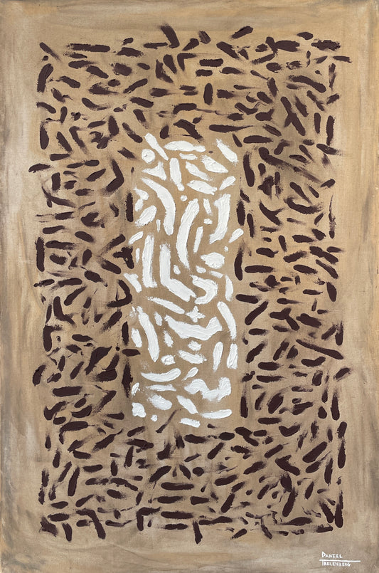 A brown, white and earth toned textural painting 